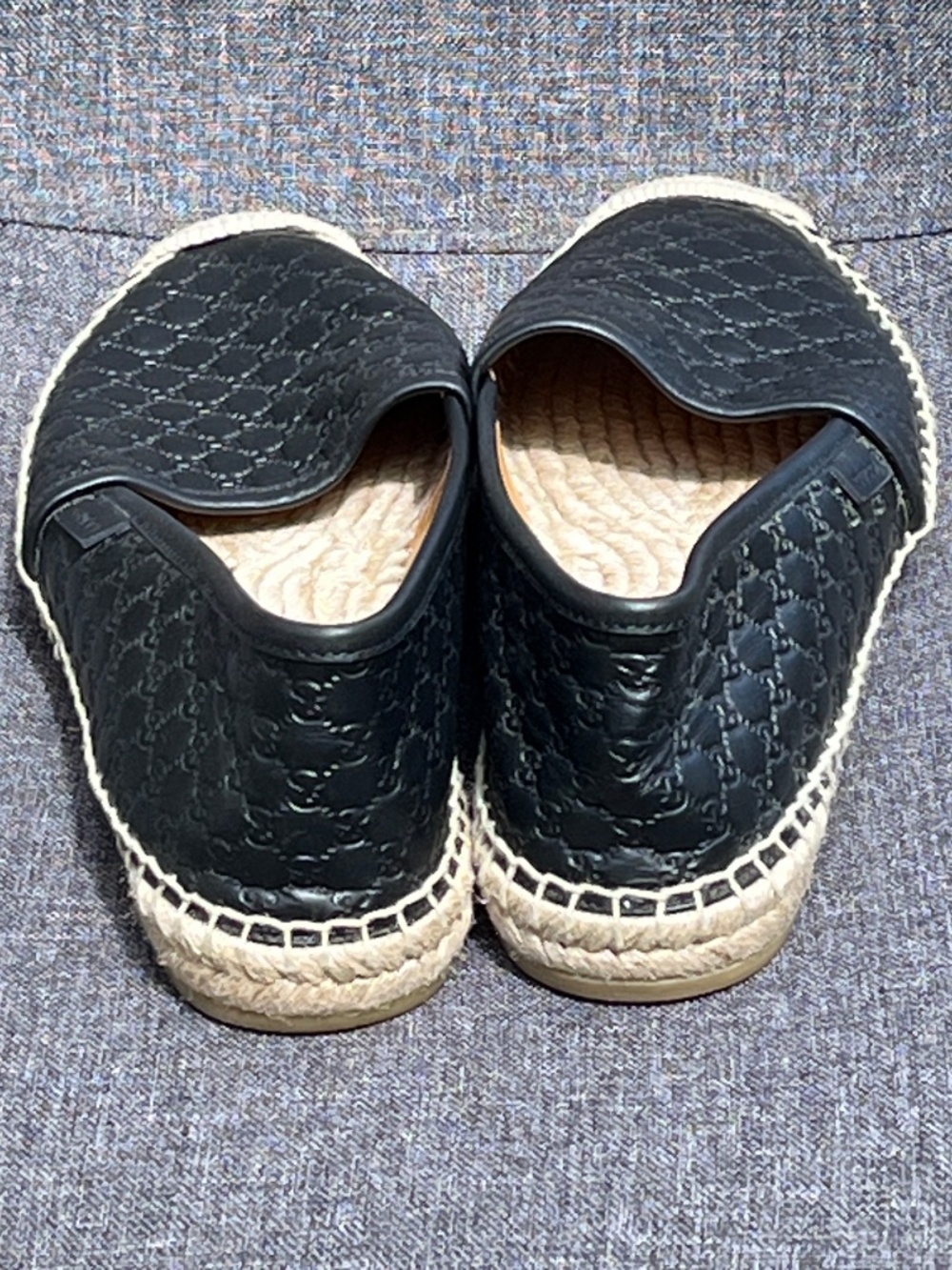 Gucci Microguccissima Signature Espadrilles 37 7 7.5 Calfskin Black Leather Shoe - Picture 4 of 16
